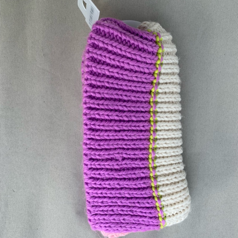 Purple Cream Pink Stripe Striped Infinity Winter Scarf Collar NWT reversible - Picture 6 of 9